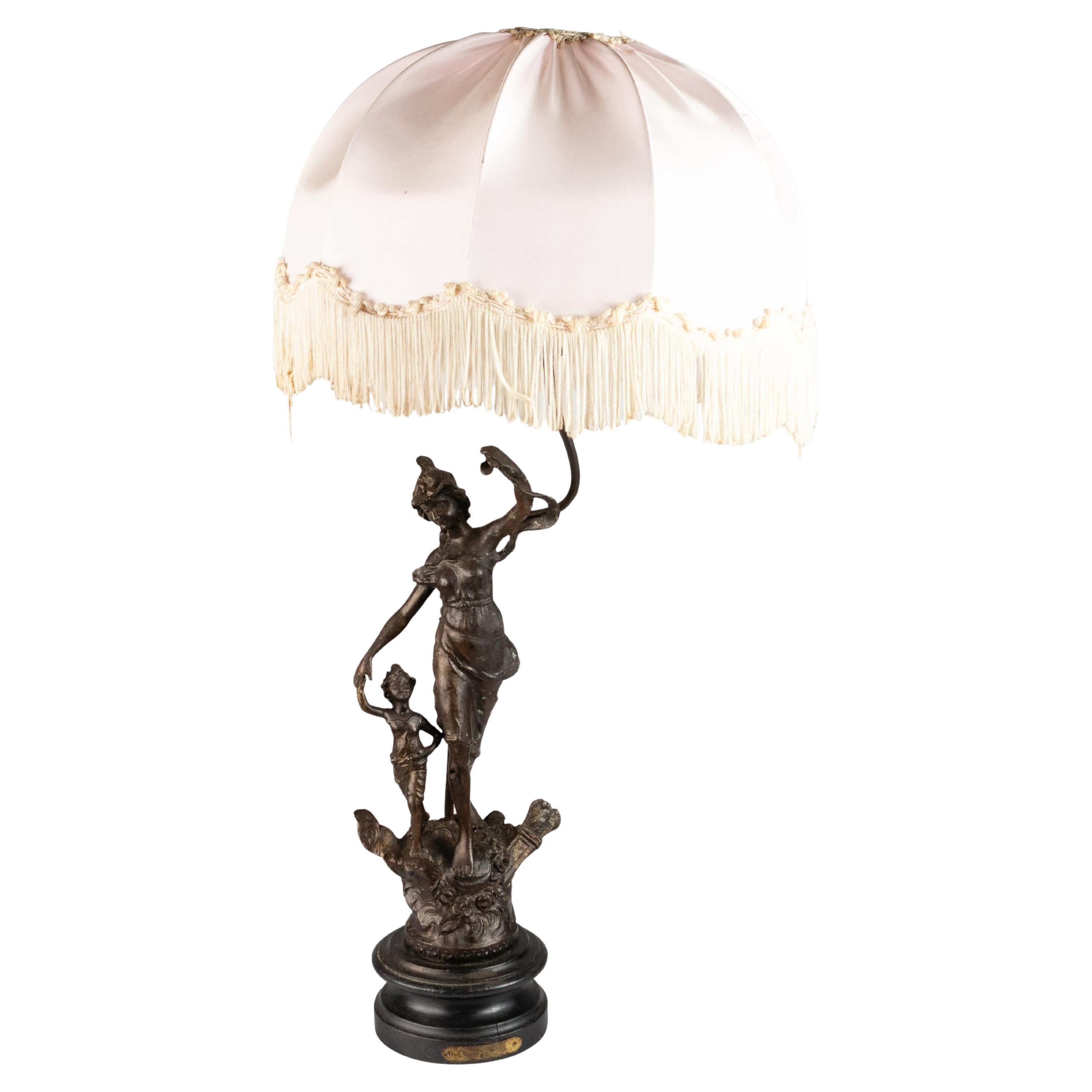Erato Muse of Dance Table Lamp Brocade, 19th Century