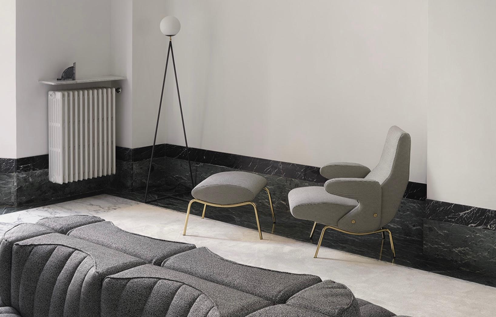 Mid-Century Modern Erberto Carboni 'Delfino' Lounge Chair and Ottoman for Arflex For Sale