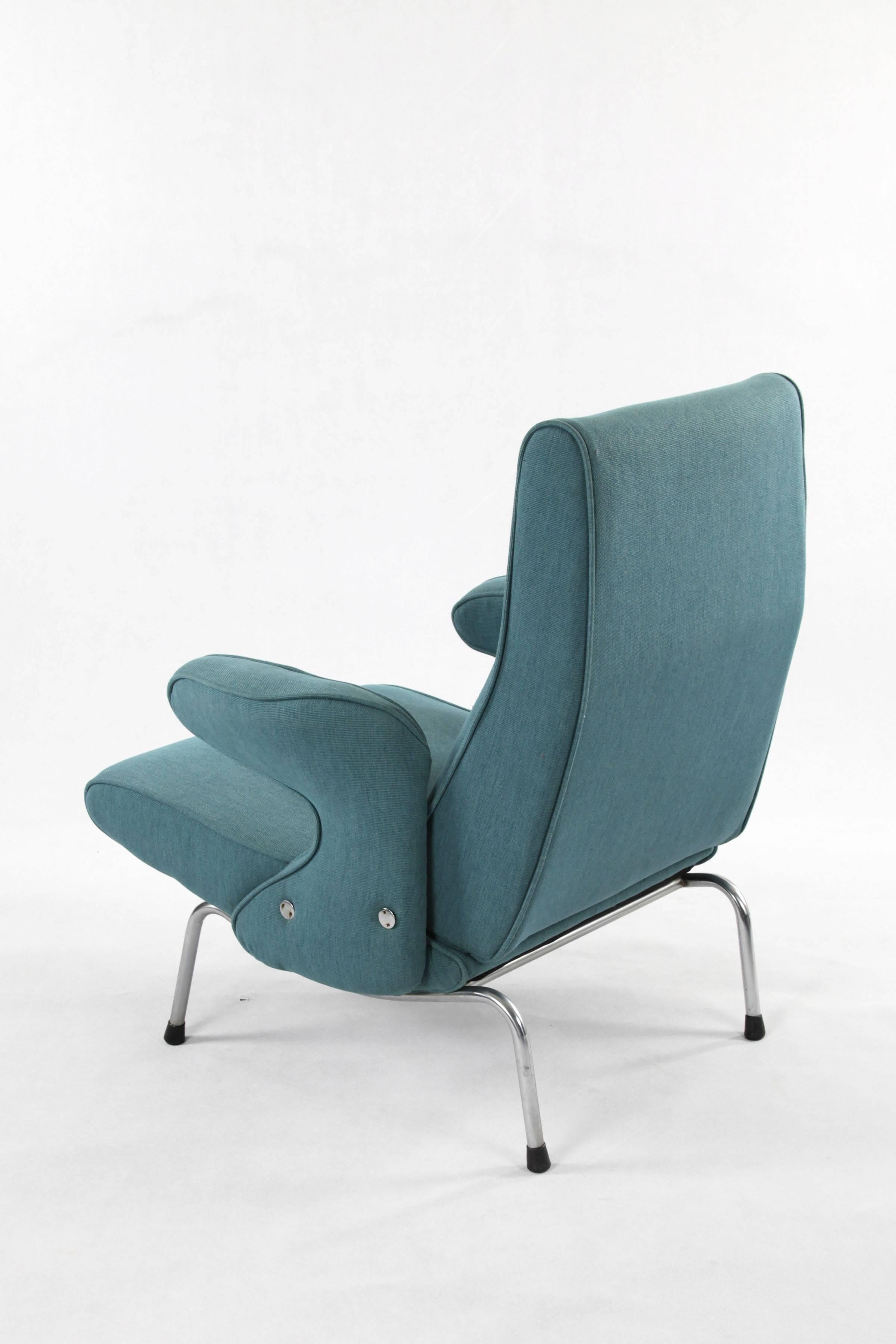 Mid-Century Modern Erberto Carboni for Arflex Light Blue Delfino Chair with Chrome Legs, 1955