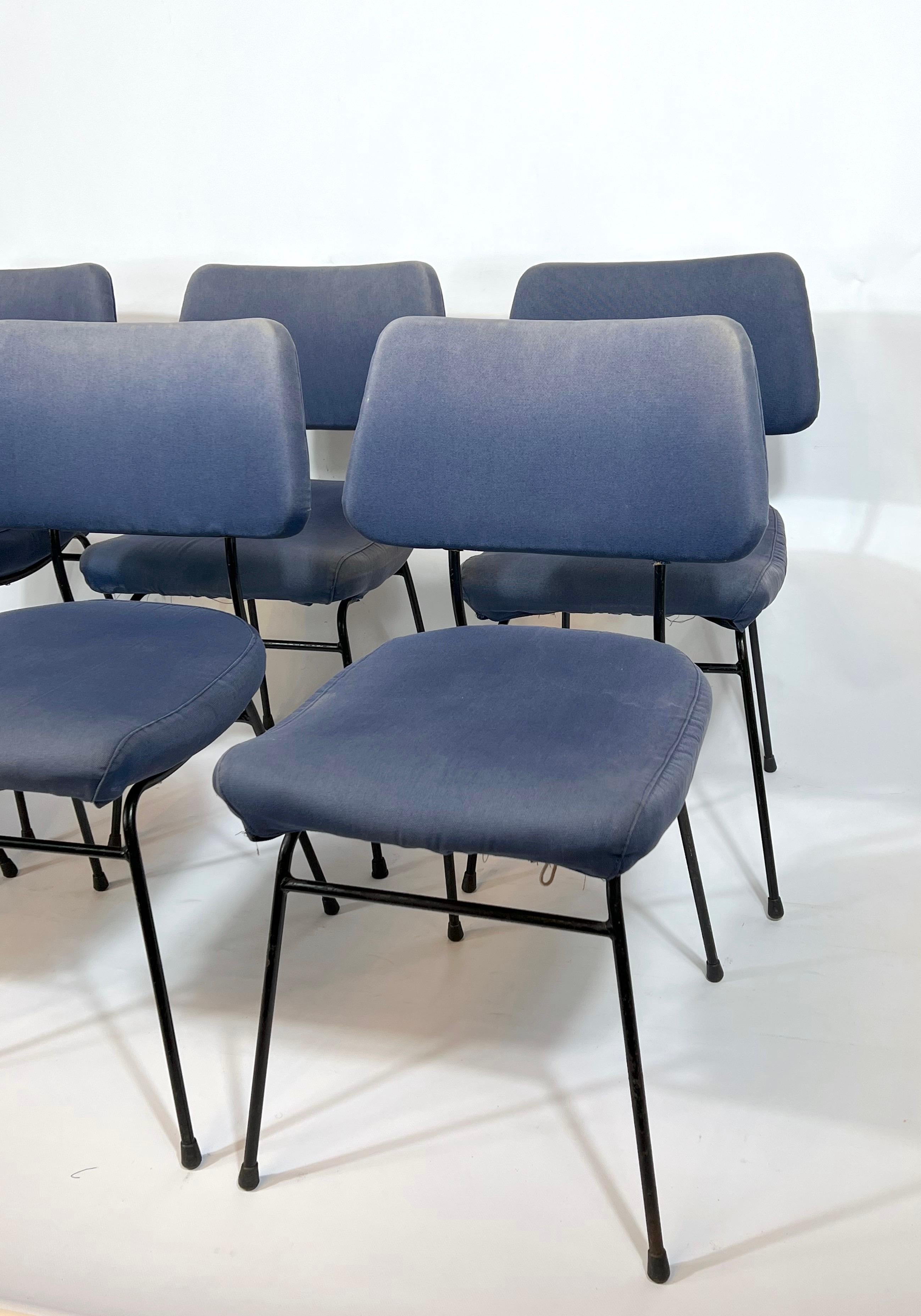 Mid-Century Modern Erberto Carboni pour Arflex, ensemble de six chaises de salle à manger Delfino, années 1950 en vente