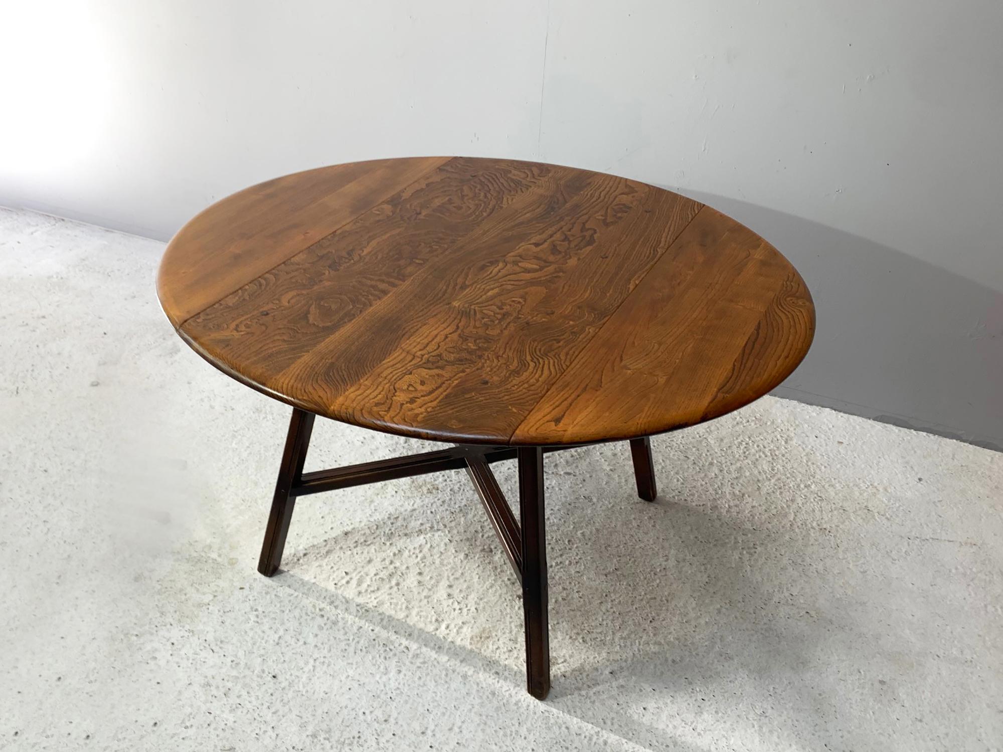 Mid-Century Modern Ercol 1950’s ‘Old Colonial 377”  blue label drop leaf table For Sale