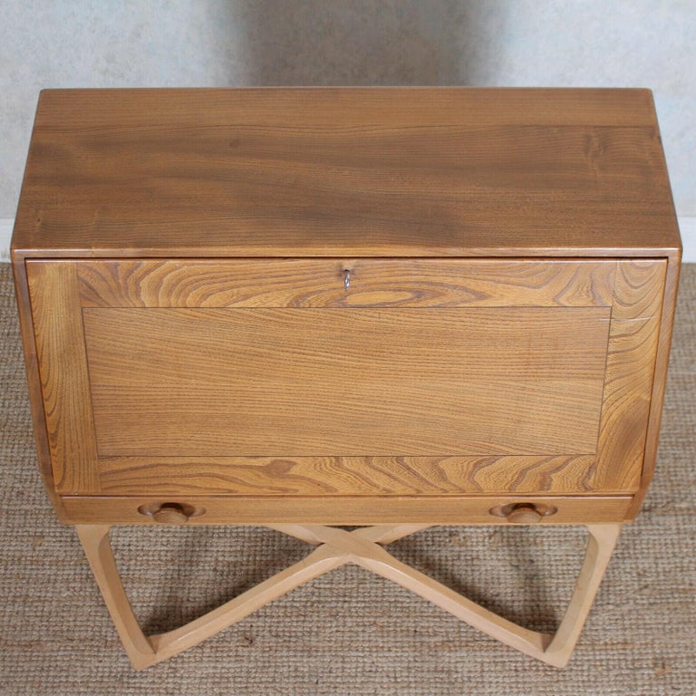 Ercol Bureau Writing Desk Model 518 Elm Beech Vintage Mcm For Sale at