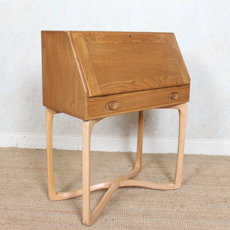 Ercol Bureau Writing Desk Model 518 Elm Beech Vintage Mcm For Sale at