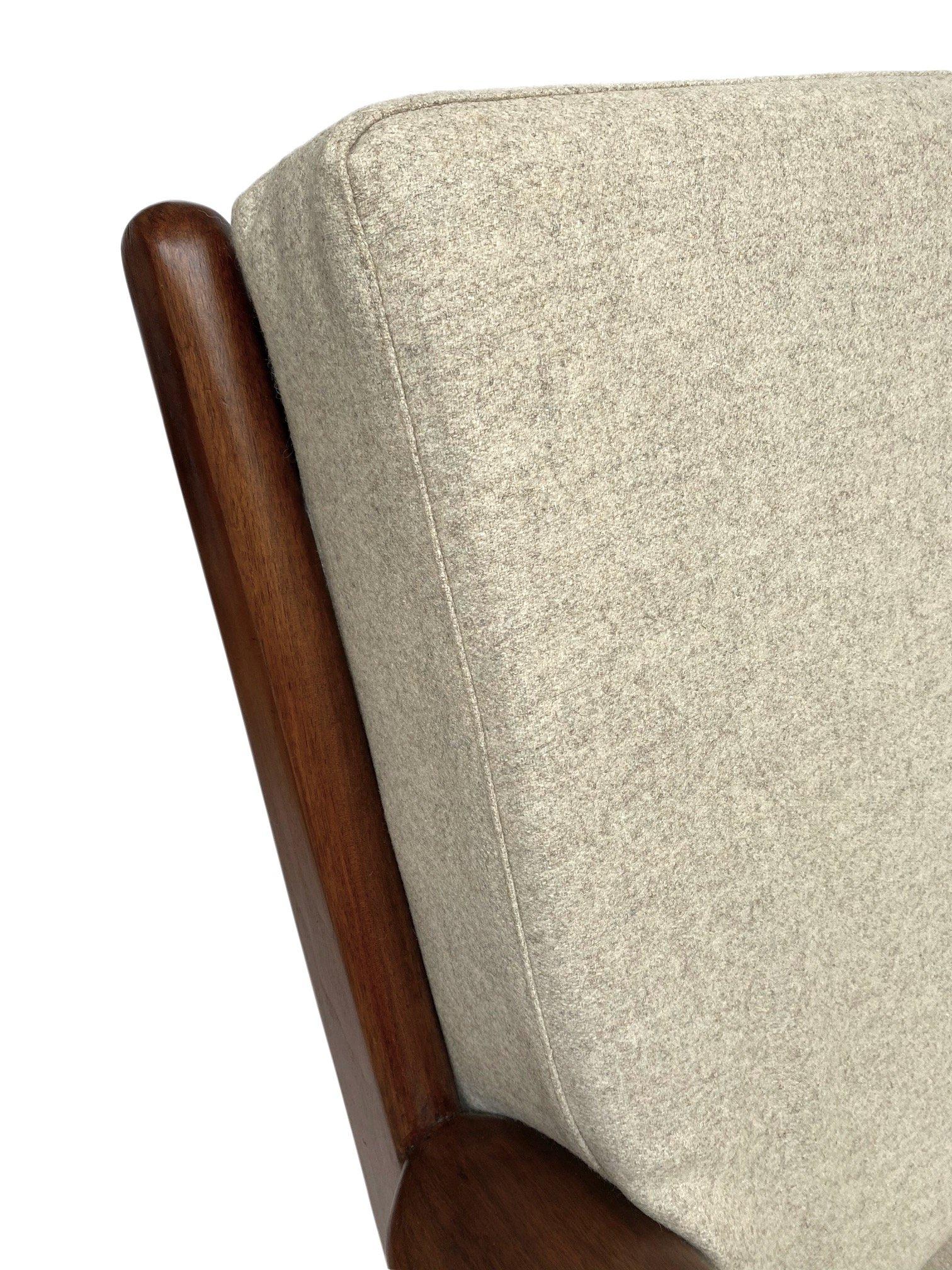 Ercol Cream Wool and Teak 3 Seater Sofa 1