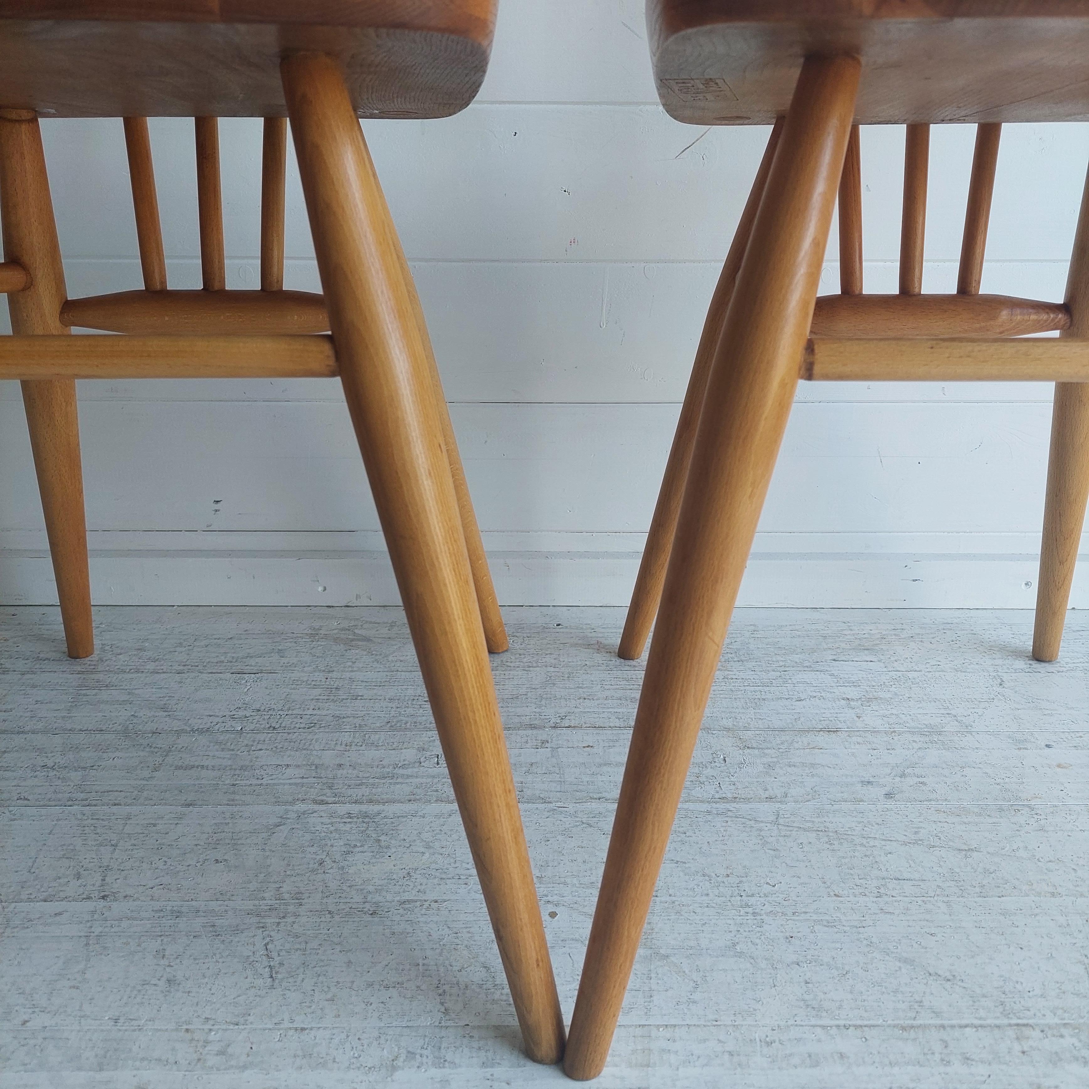 Ercol Dining Chairs Blonde Elm & Beech Model 391 Set Of 2 Re 4