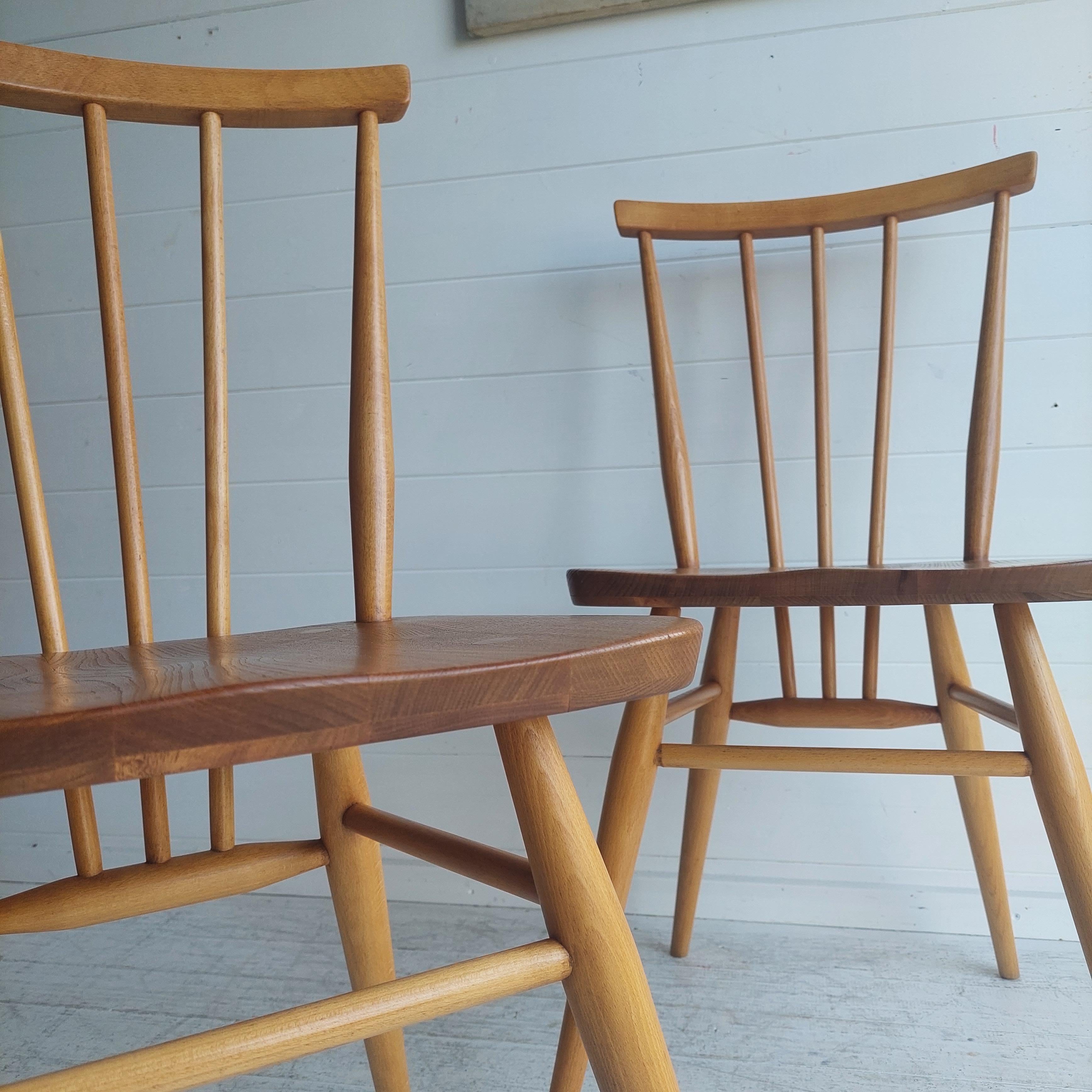 Ercol Dining Chairs Blonde Elm & Beech Model 391 Set Of 2 Re 7