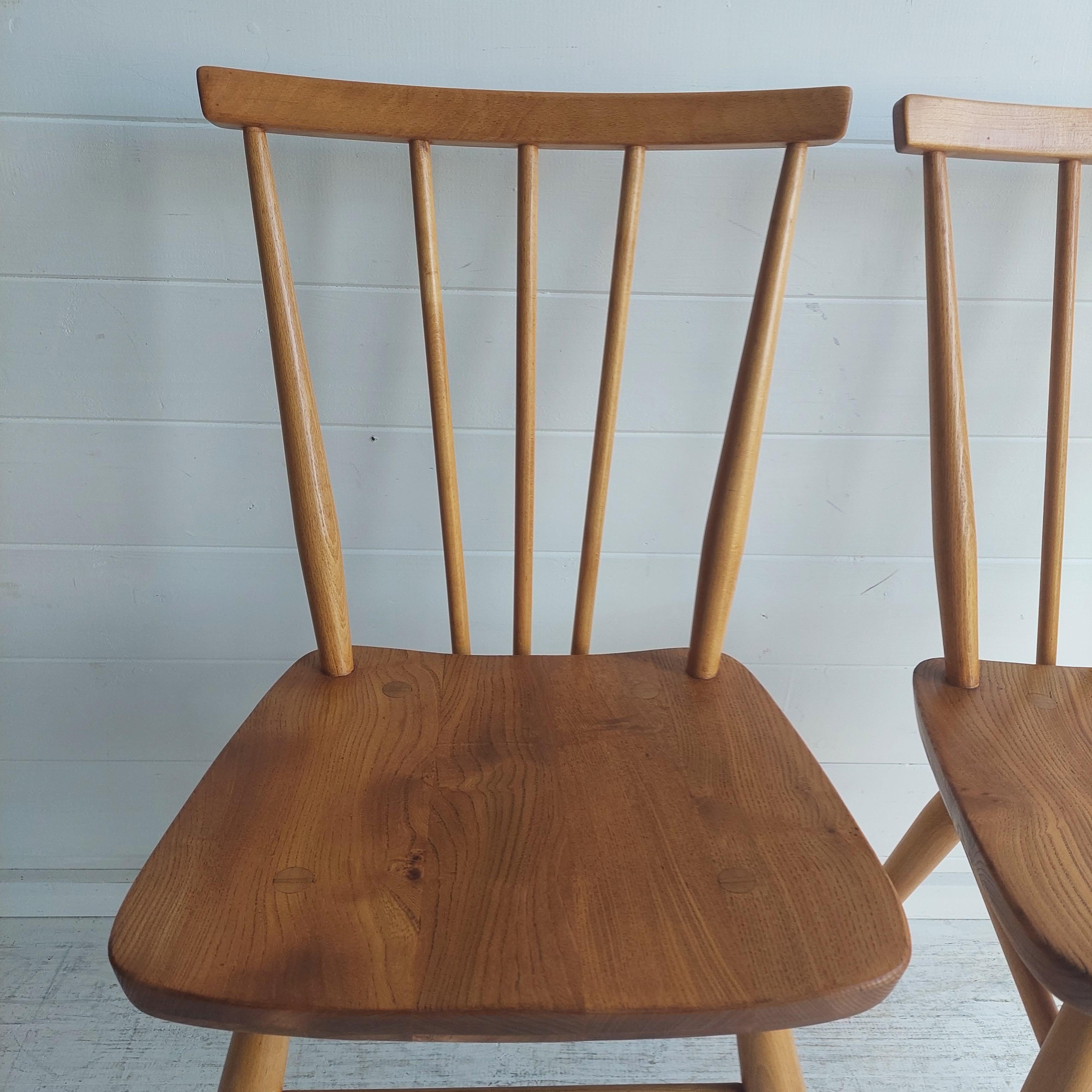 Ercol Dining Chairs Blonde Elm & Beech Model 391 Set Of 2 Re 3