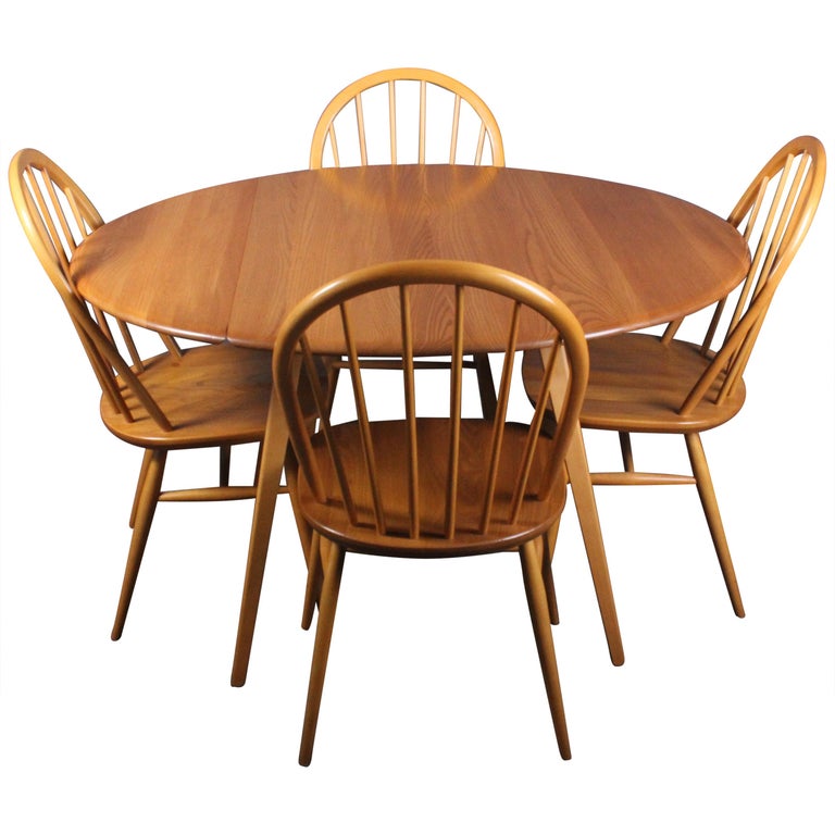 Ercol DropLeaf Oval Dining Table and Four Chairs Lucian Ercolani at
