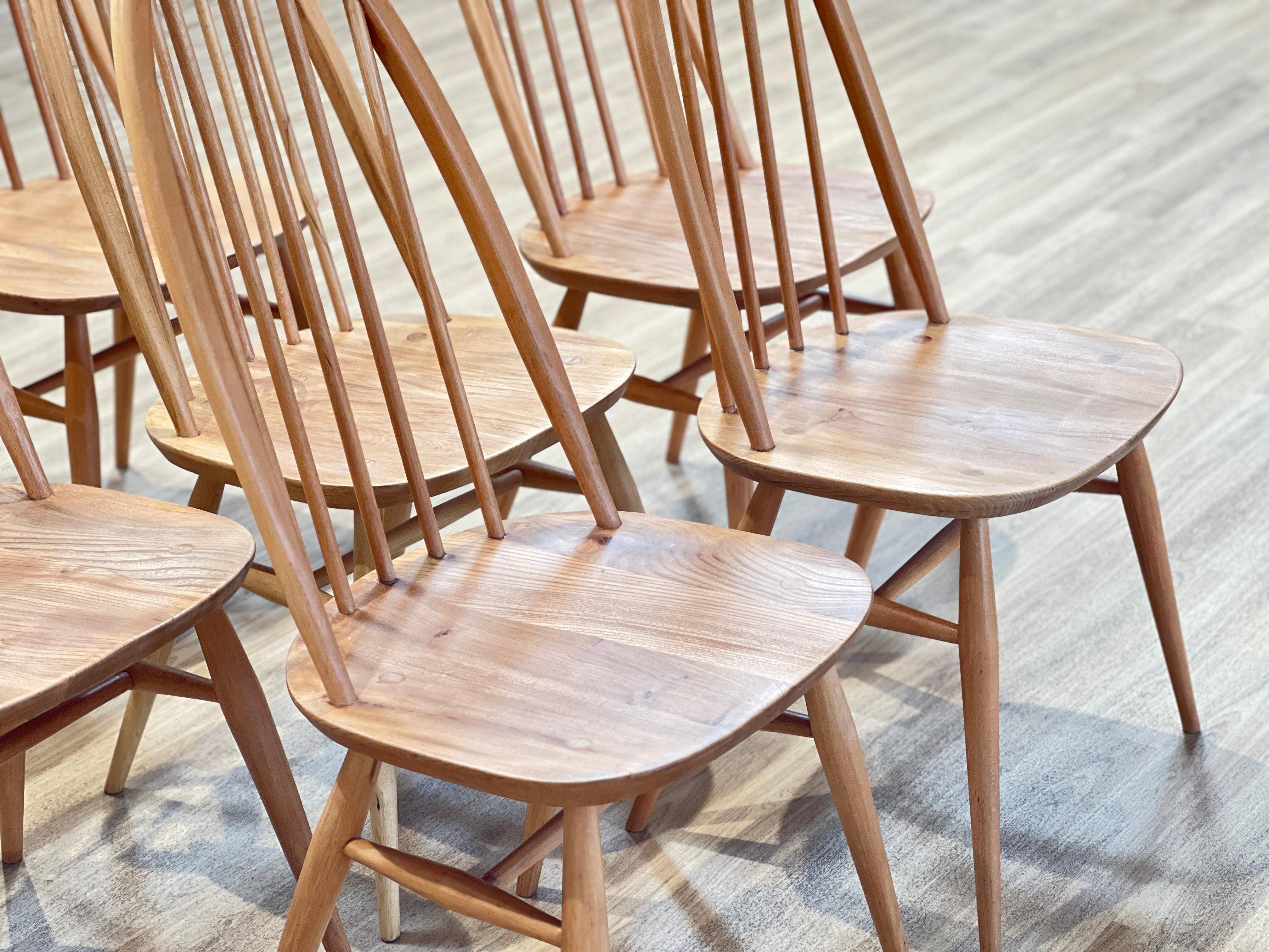 20th Century Ercol Elm Dining Chairs For Sale
