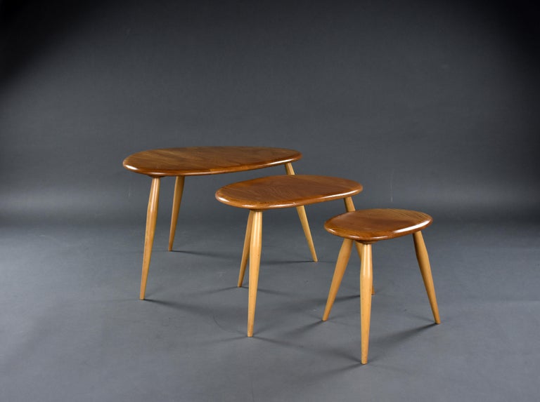 Ercol Elm Pebble Nest of Tables at 1stDibs ercol nesting tables
