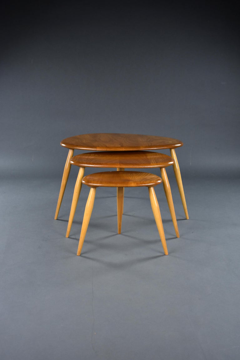 Ercol Elm Pebble Nest of Tables at 1stDibs ercol nesting tables