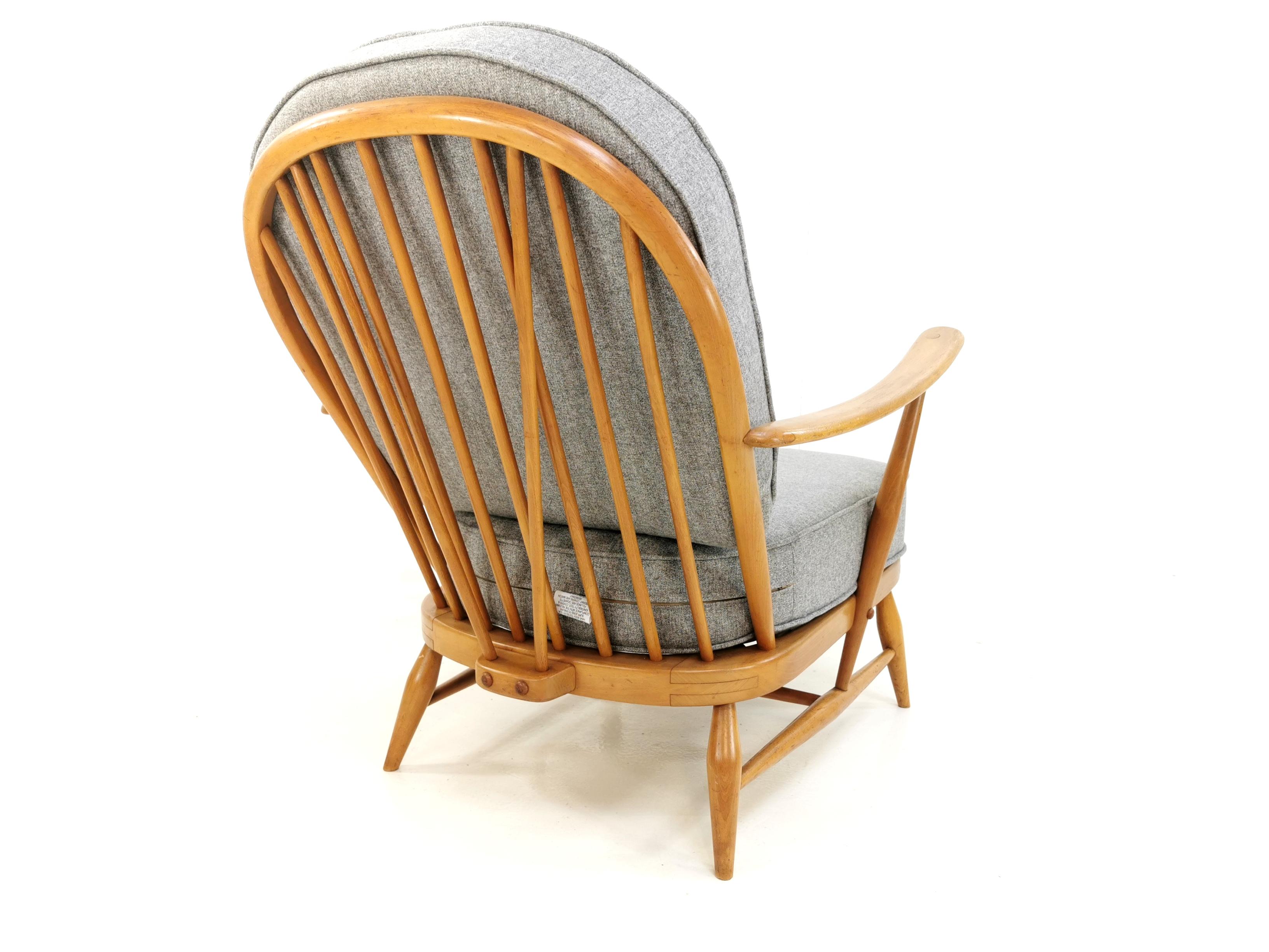 Mid-Century Modern Ercol Herringbone Grey Easy Lounge Armchair Vintage Midcentury Model 203