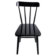 Ercol Model 391 Elm & Beech Chairs, 1960s, Black Lacquer Refinish