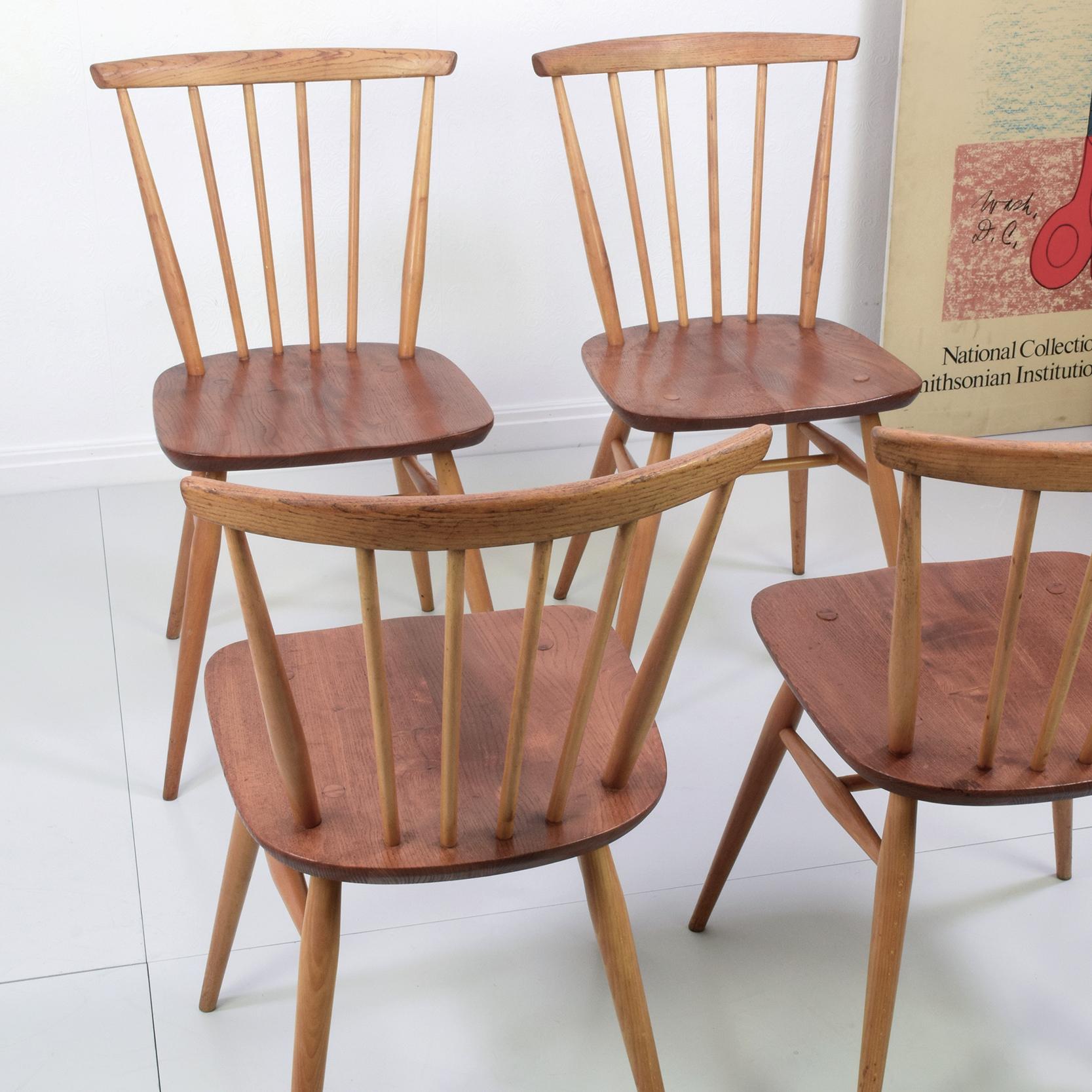 British Ercol Model 737 'Chiltern' 'Swept-Back' Chairs, Set of Four
