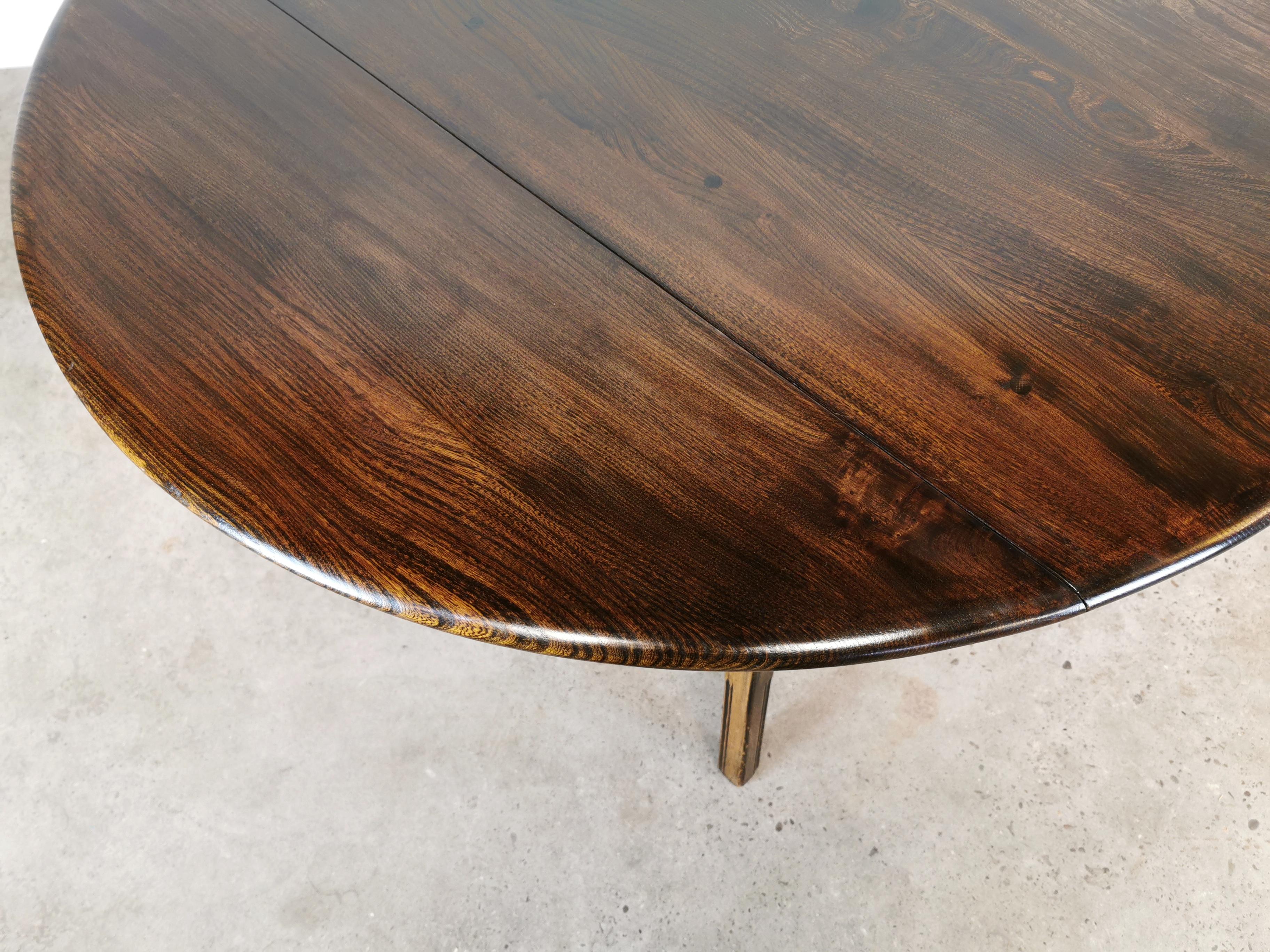 Mid-Century Modern Ercol Old Colonial Drop Leaf Elm Beech Dining Table Vintage