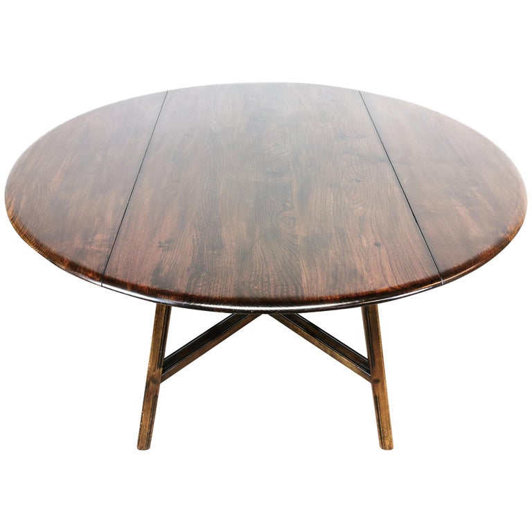 Ercol Old Colonial Drop Leaf Elm Beech Dining Table Vintage at 1stDibs
