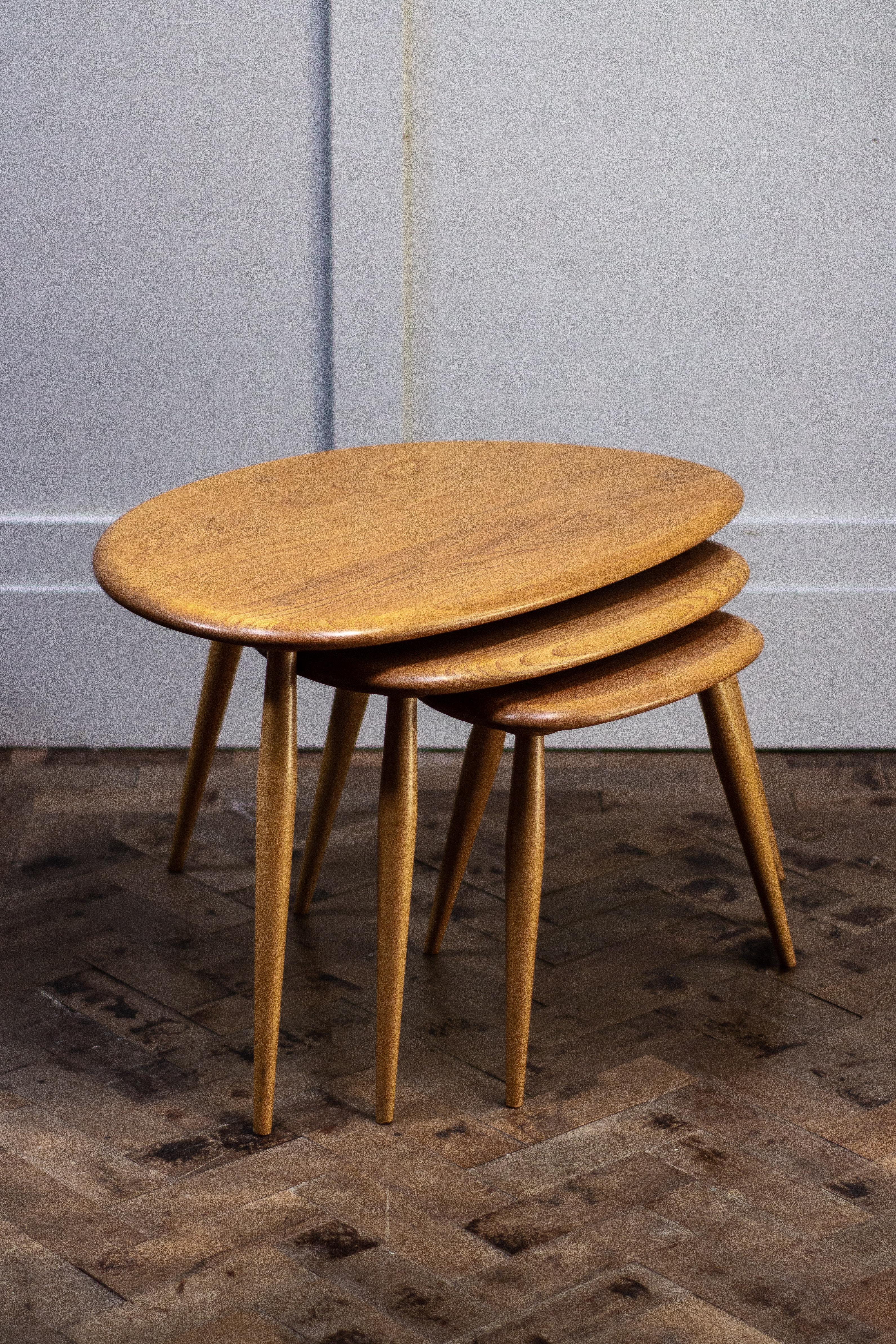 Ercol is the name of a British furniture manufacturer. The firm dates back to 1920 when established in high Wycombe by Lucian Ercolani.

Made of beech legs and elm tops. These tables offer great form and function. 

Large table

Measures: