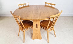 Ercol Vintage Mid Century Solid Elm Drop Leaf Table & Dining Chair Set PG185A