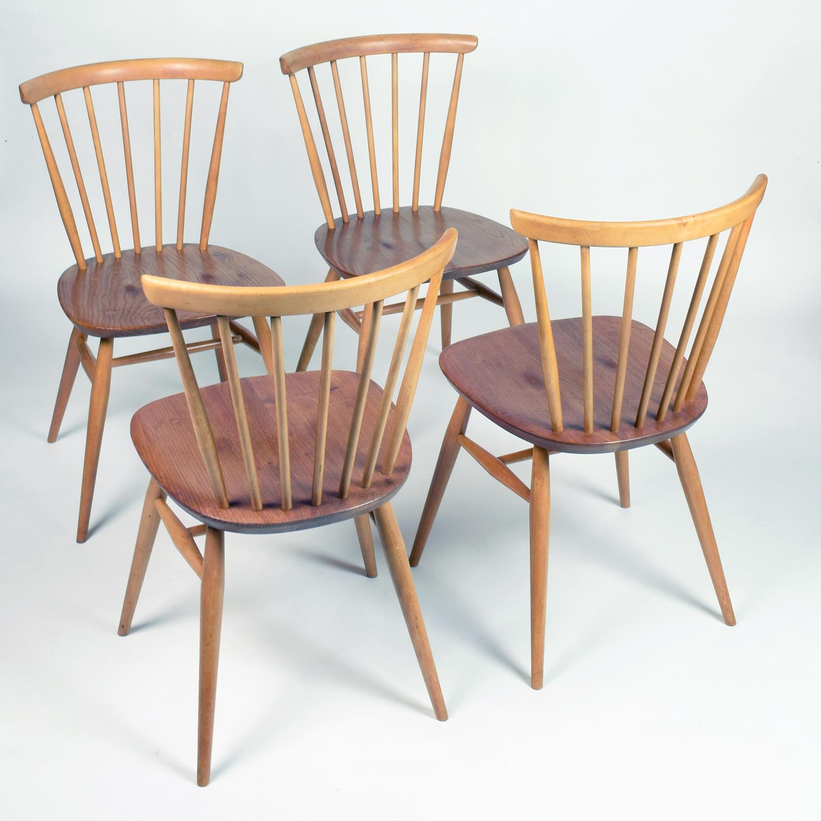 Mid-Century Modern Ercol 'Windsor' Dining Chair set of six, Model 449 and 449A 'Cowhorn'