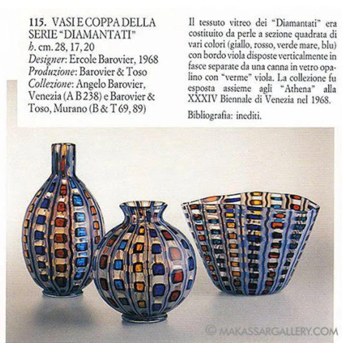 Vetro di Murano Ercole Barovier (1889-1974), vaso 'Diamantati', 1960 in vendita