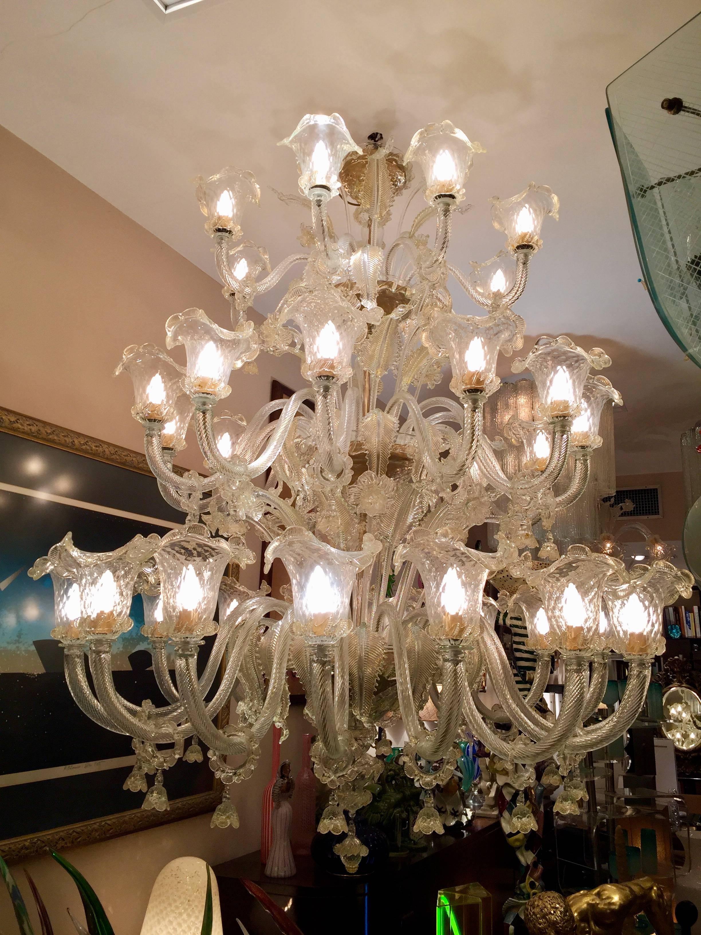 Early 20th Century ERCOLE BAROVIER 1900 Art Nouveau Murano Chandelier 36 Lamps For Sale