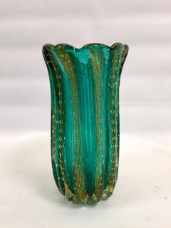 Ercole Barovier 1950 Emerald Green and Gold Murano Glass