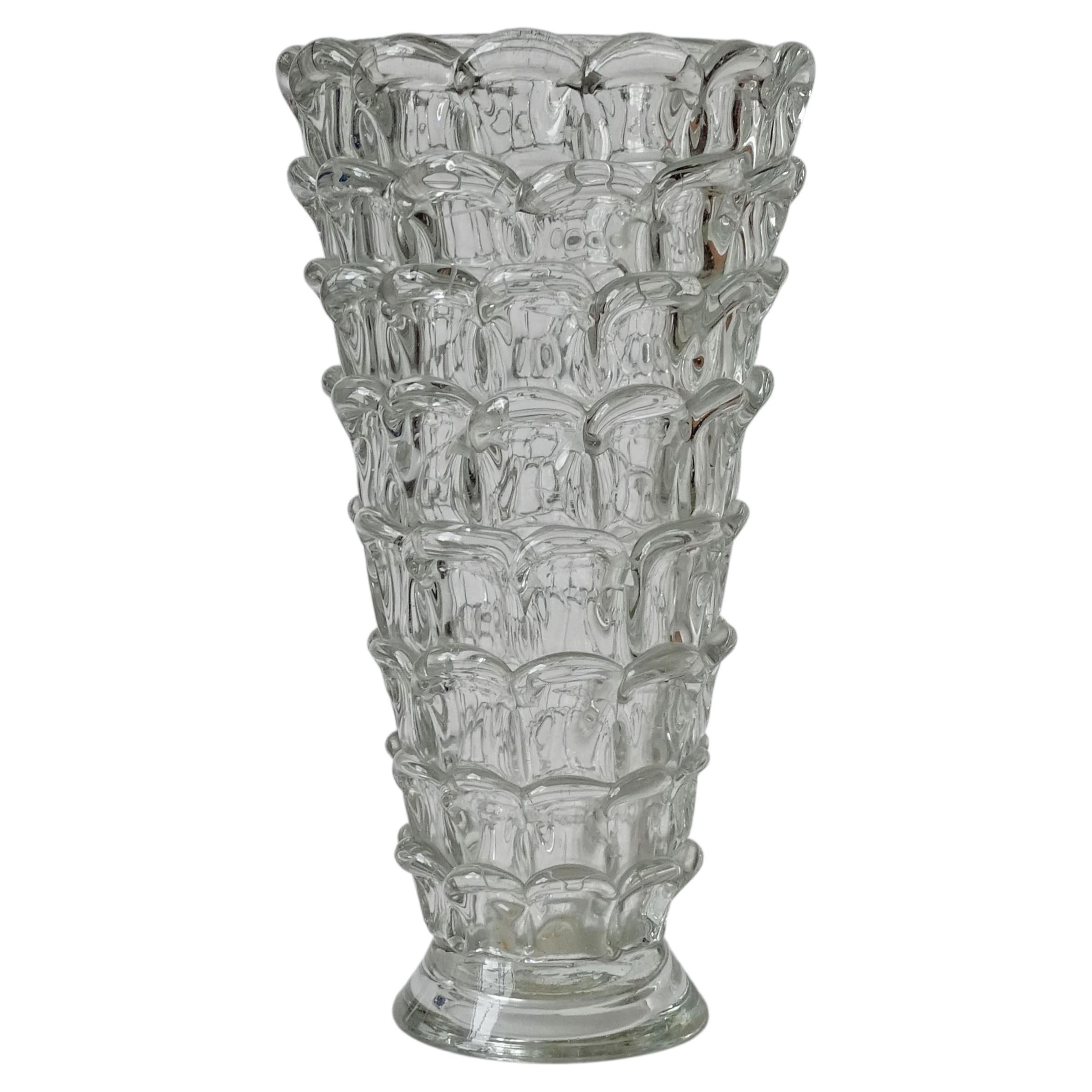 Jarrón de cristal de Murano Ercole Barovier "A Petali", Italia Años 40