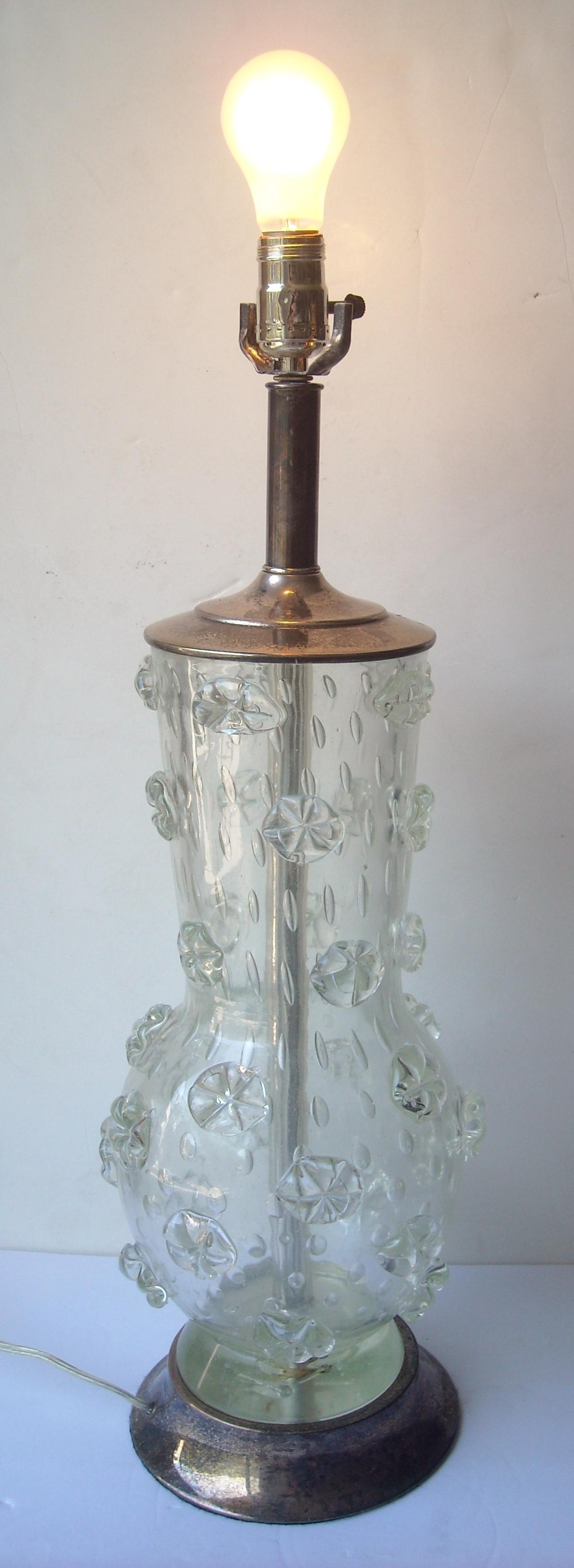 Fait main Ercole Barovier - Grande lampe de bureau « A Stelle » en verre de Murano, rare en vente