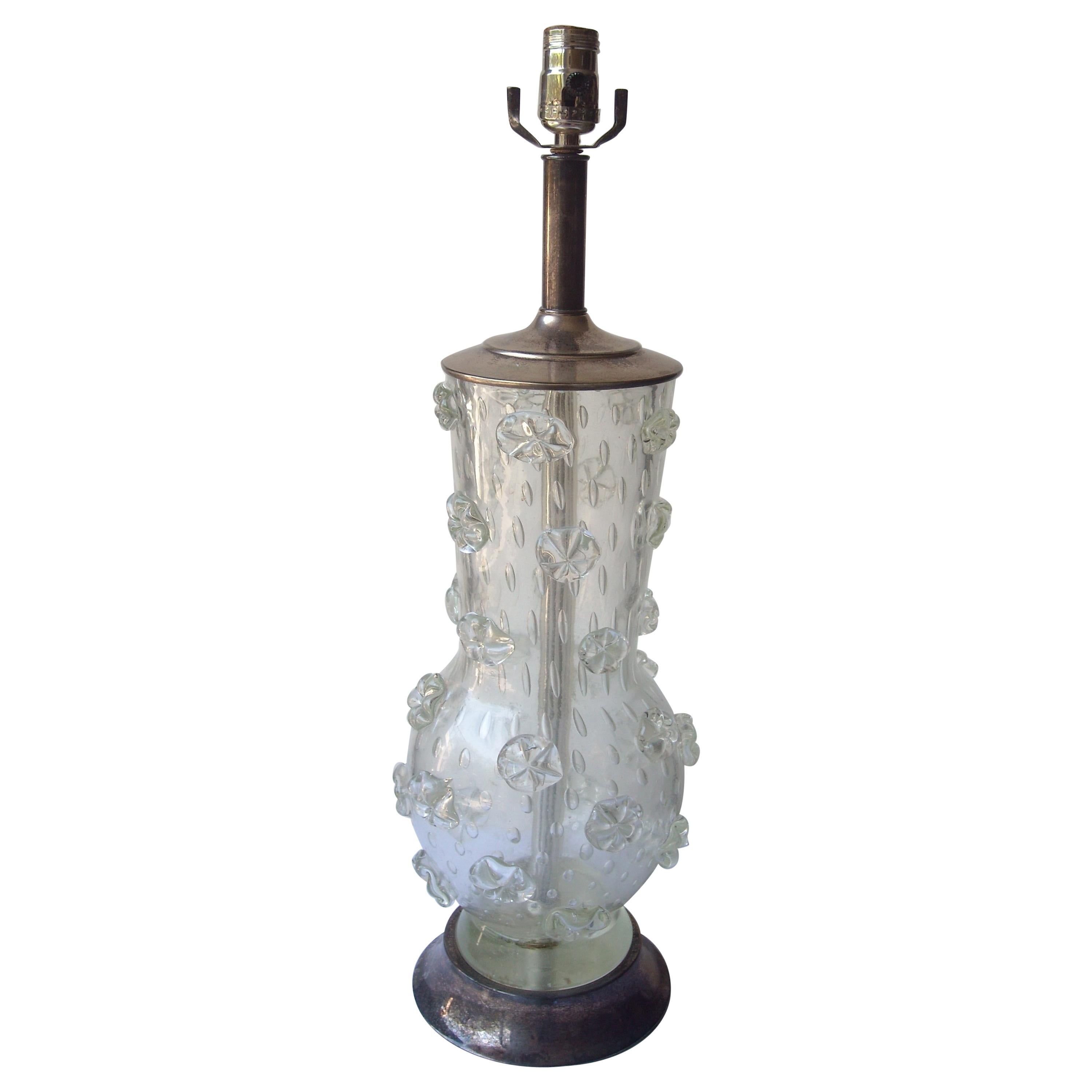 Ercole Barovier "A Stelle" Large, Rare, Murano Glass Table Lamp