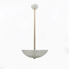 Ercole Barovier Art Deco Murano Glass Italian Pendant Chandelier "Pulegoso", 30s