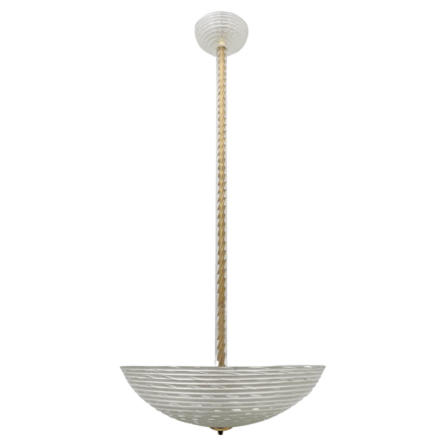 Ercole Barovier, lustre suspendu italien Art Déco en verre de Murano « Pulegoso », années 30