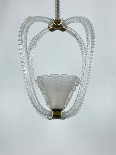 Ercole Barovier, Art Deco Murano Glass Pendant, Italy 1930s