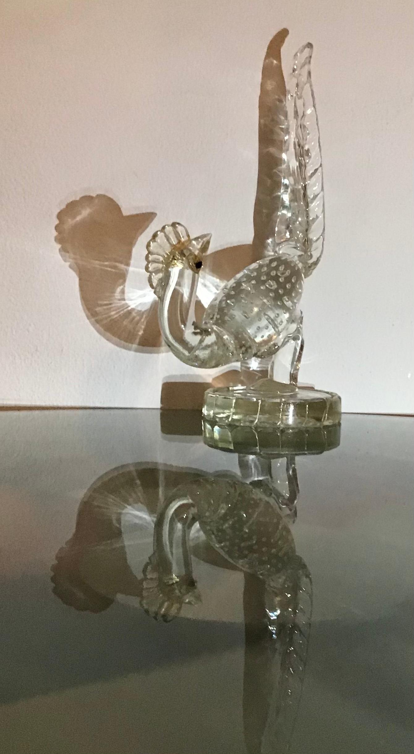 Ercole Barovier “Bird” Murano Glass Gold 1950 Italy For Sale 4