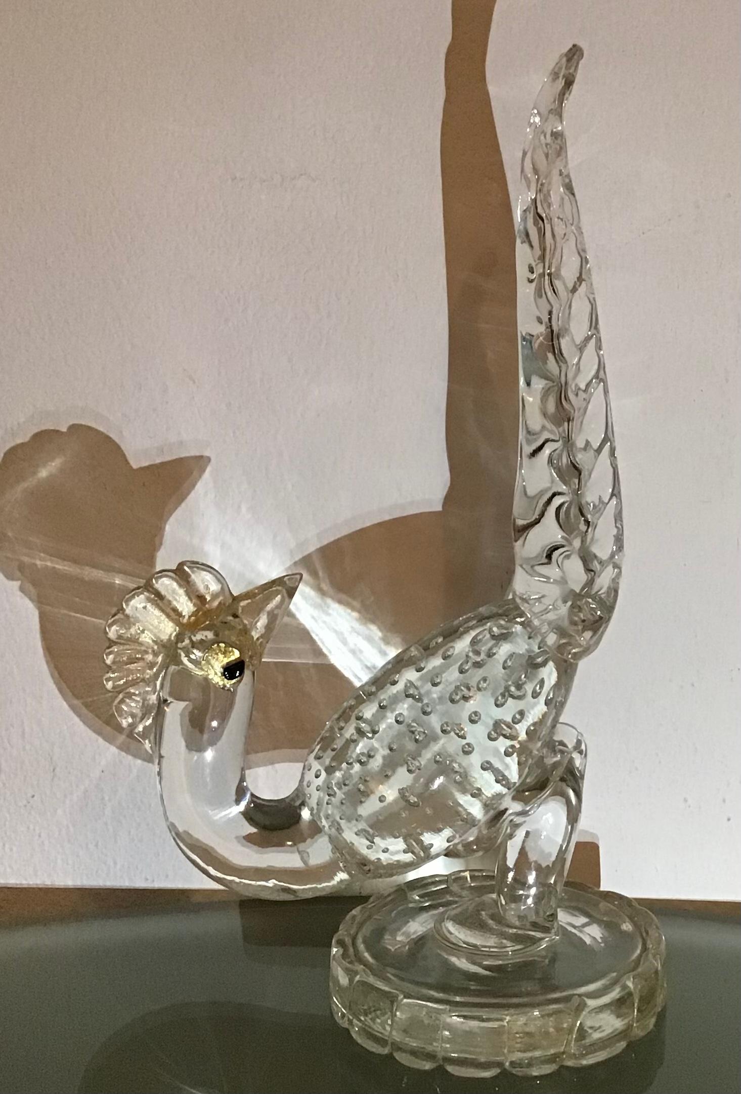 Ercole Barovier “Bird” Murano Glass Gold 1950 Italy For Sale 7