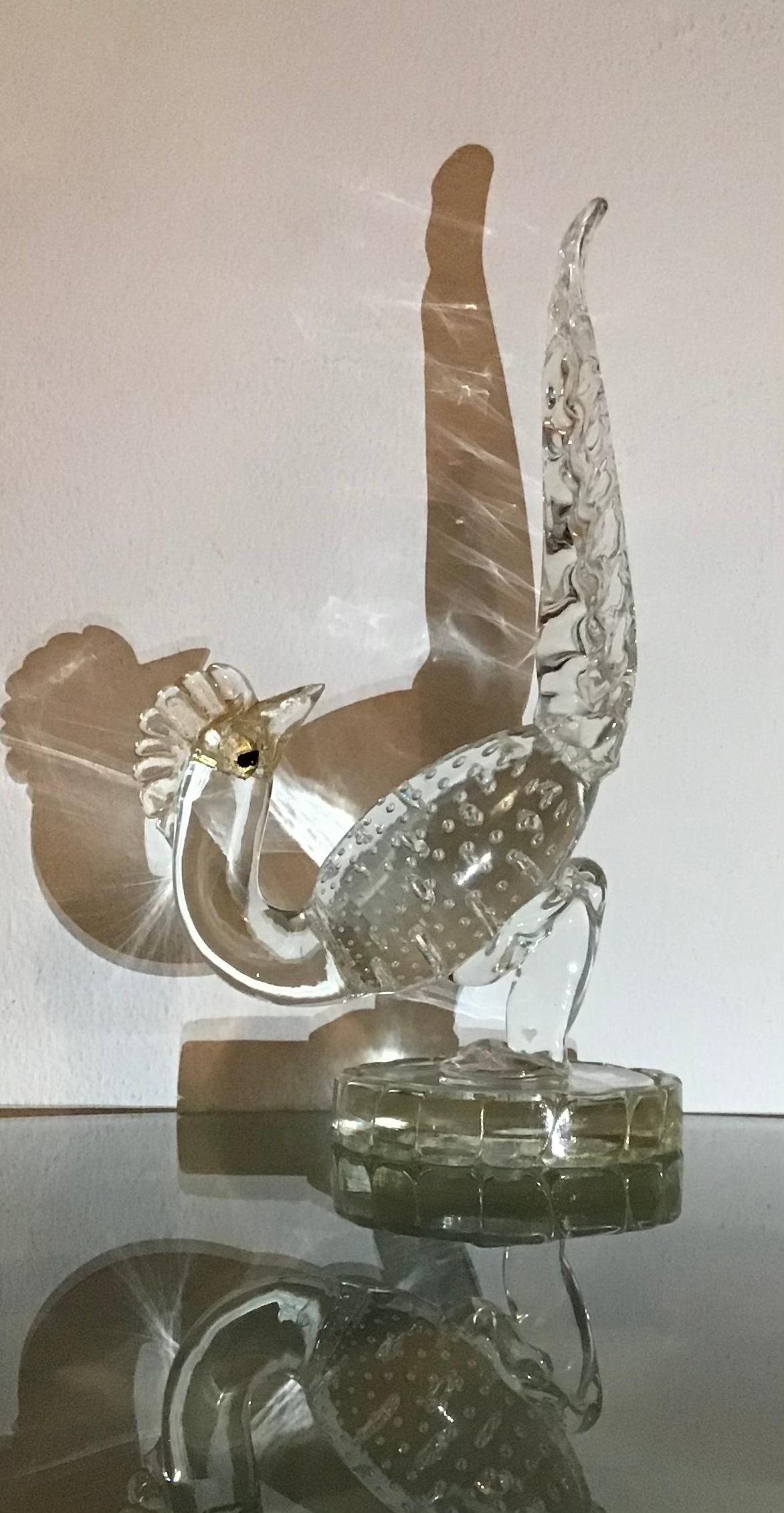 Ercole Barovier “Bird” Murano Glass Gold 1950 Italy For Sale 3
