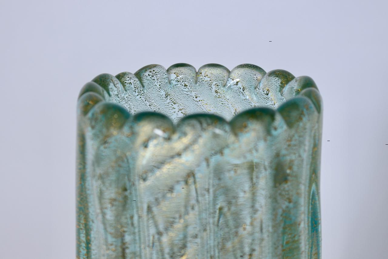 Ercole Barovier Cordonato D'Oro vase de Murano vert de mer avec inclusions d'or en vente 4