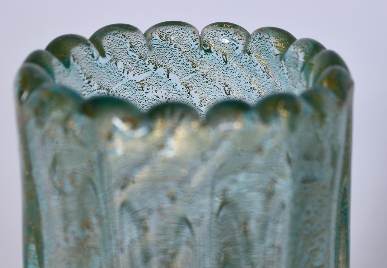 Ercole Barovier Cordonato D'Oro vase de Murano vert de mer avec inclusions d'or en vente 6