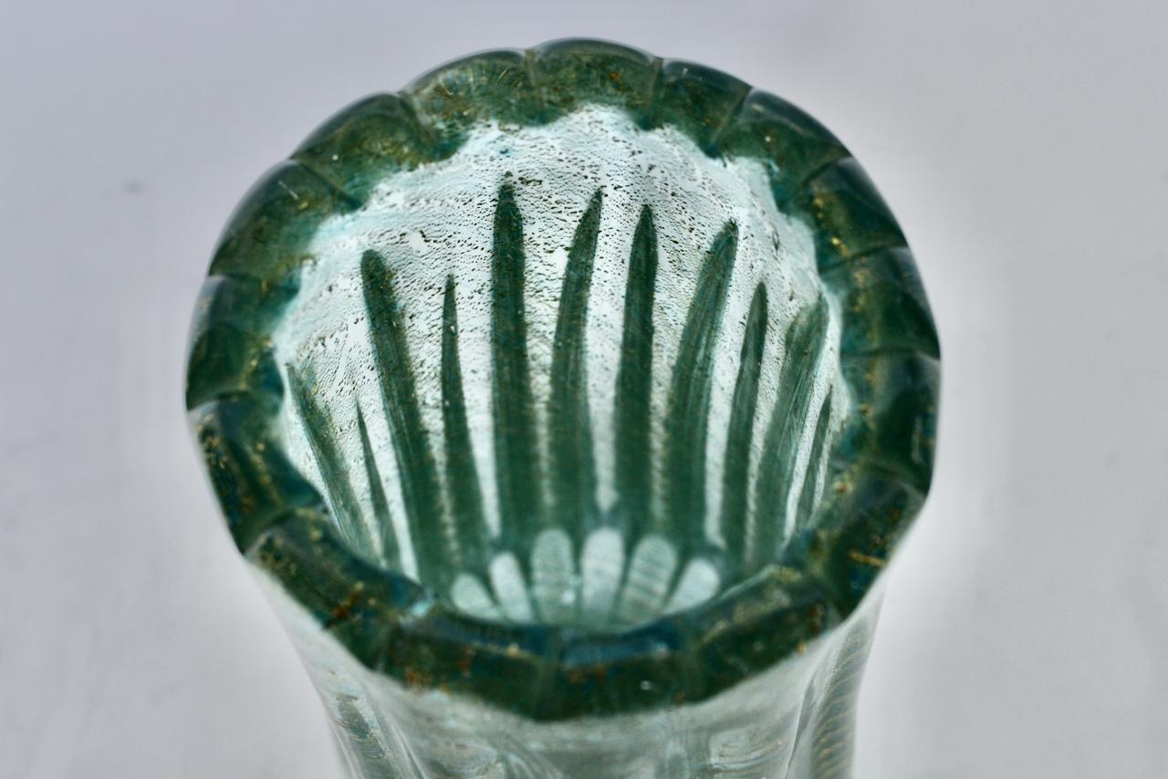 Ercole Barovier Cordonato D'Oro vase de Murano vert de mer avec inclusions d'or en vente 12