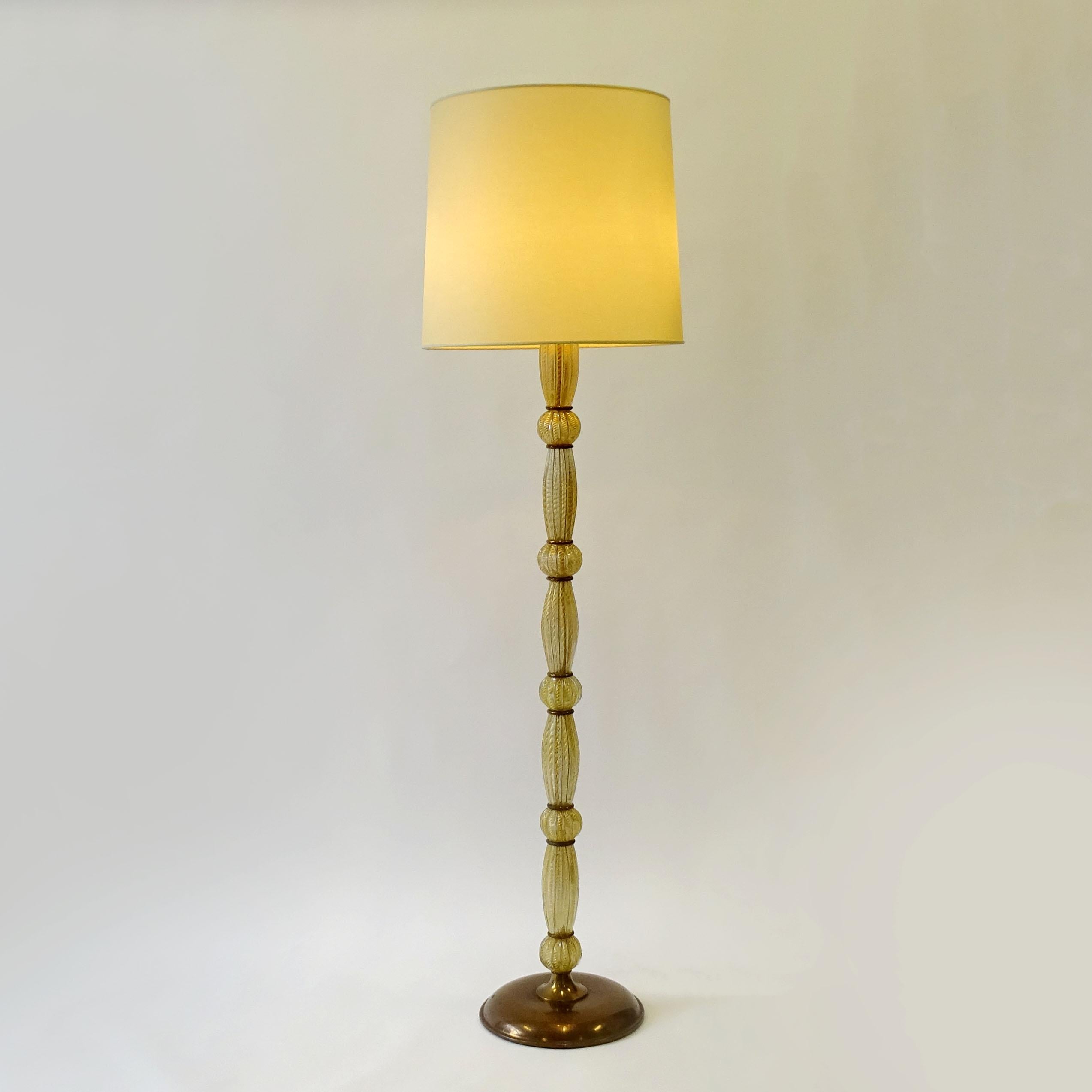 Mid-Century Modern Ercole Barovier Cordonato Oro Murano Lampadaire, Italie, années 1940 en vente