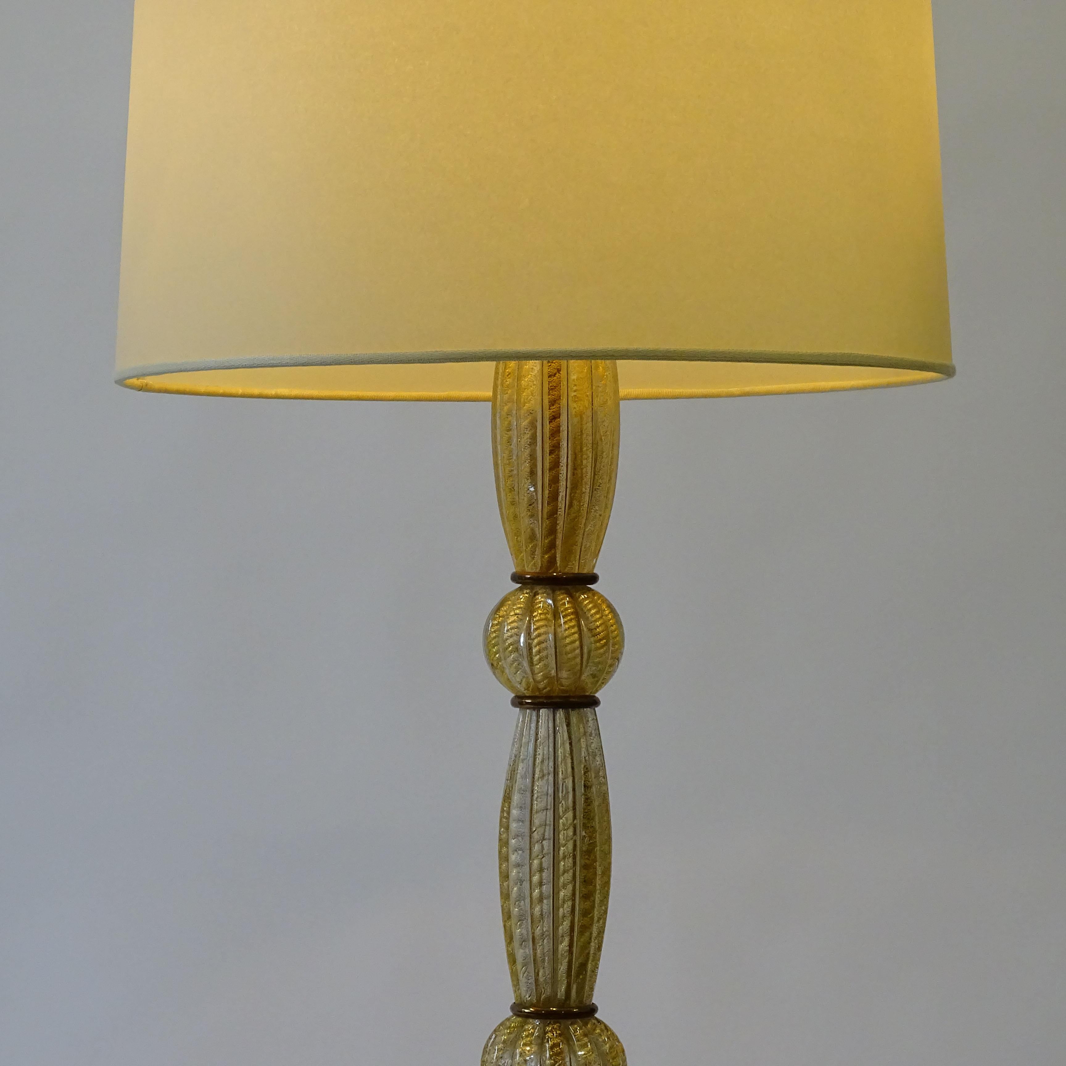 italien Ercole Barovier Cordonato Oro Murano Lampadaire, Italie, années 1940 en vente