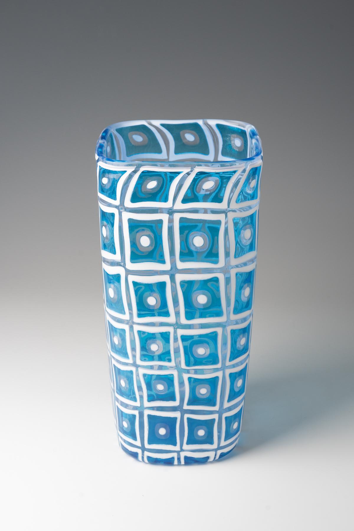 Italiano Vaso Dorico Acqamare Murano di Ercole Barovier in vendita