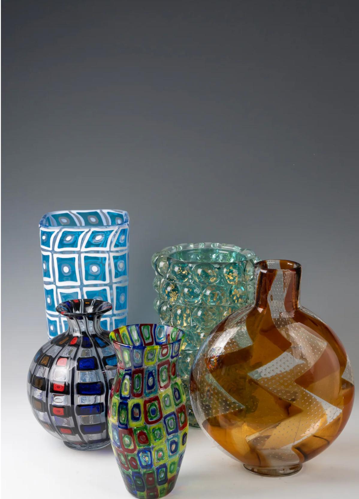 Vetro di Murano Vaso Dorico Acqamare Murano di Ercole Barovier in vendita