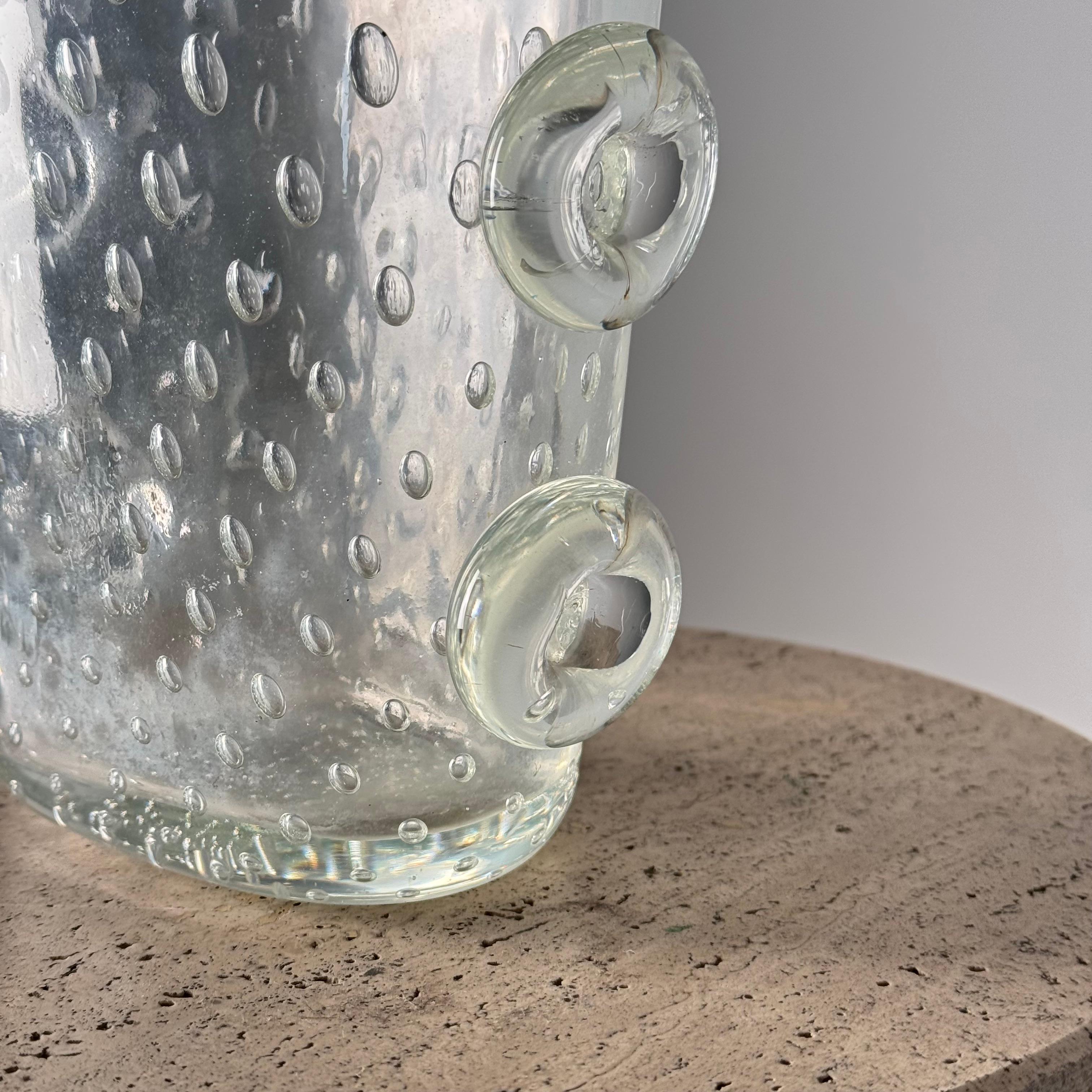 Metà XX secolo Ercole Barovier Eccezionale vaso in vetro Pulegoso con dischi applicati, anni '30 in vendita