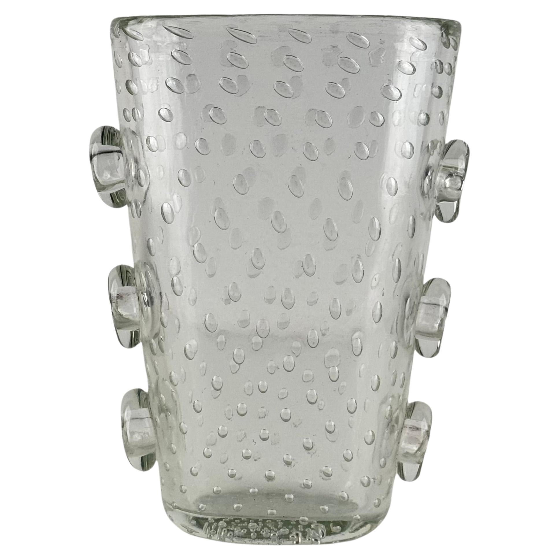 Ercole Barovier Eccezionale vaso in vetro Pulegoso con dischi applicati, anni 
30 in vendita