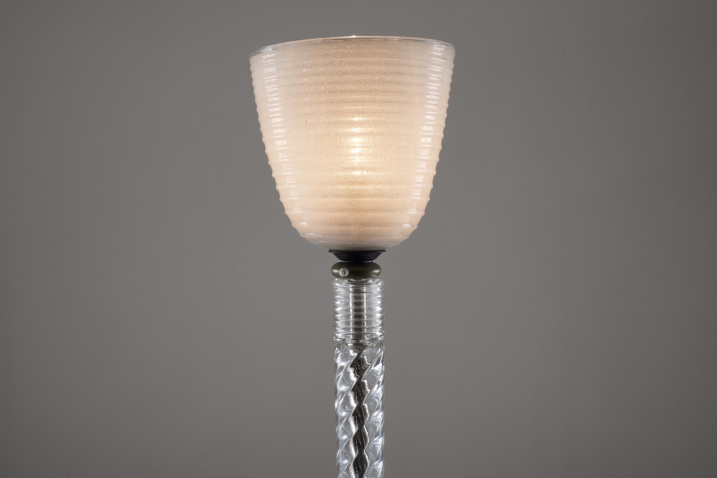 Mid-Century Modern Ercole Barovier Floor Lamp in Murano Glass, circa 1930