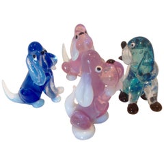 Ercole Barovier for Barovier and Toso Collection of 4 Murano Dogs