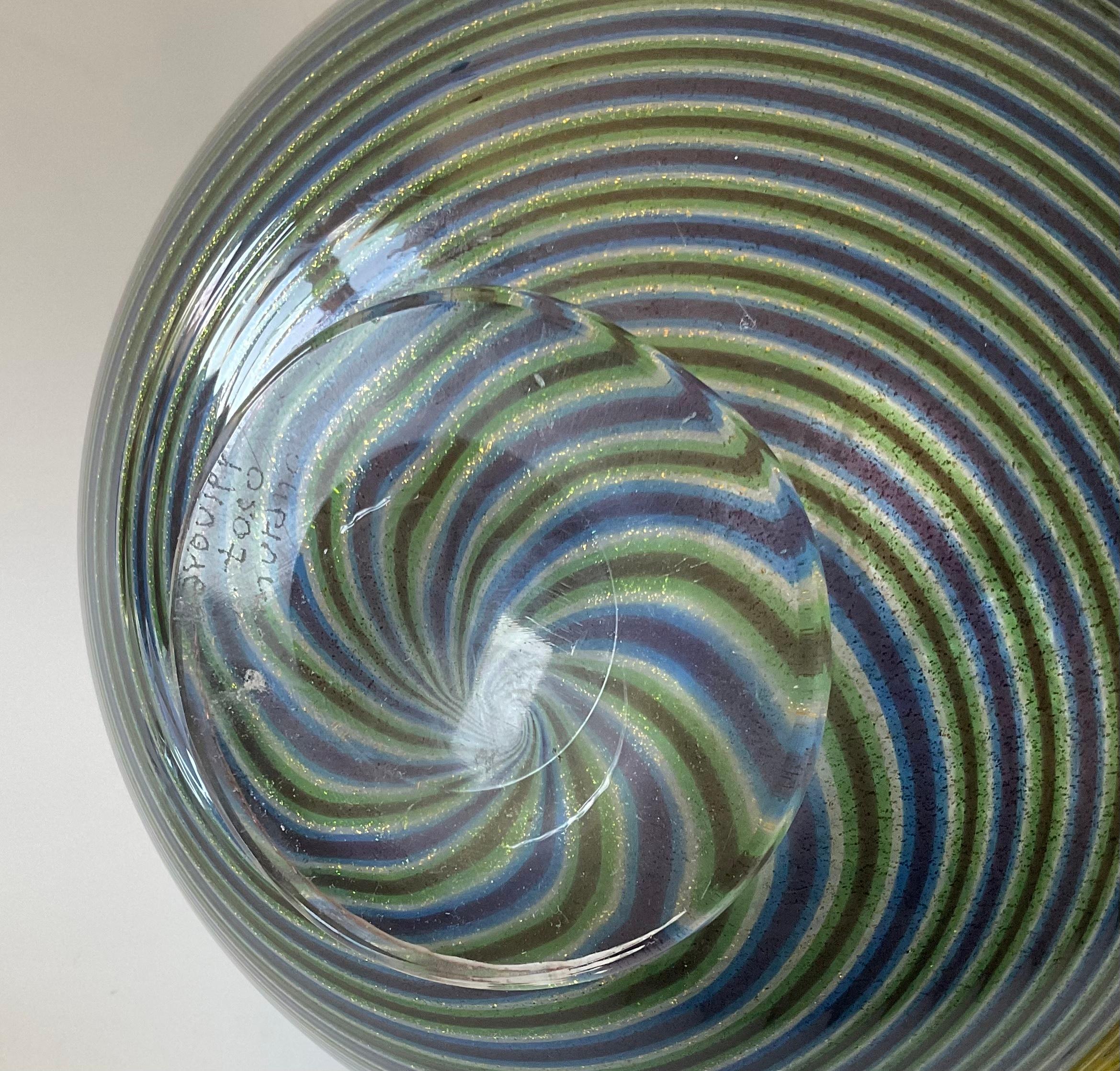 Italian Ercole Barovier for Barovier and Toso Murano Glass Striato Vase Signed For Sale