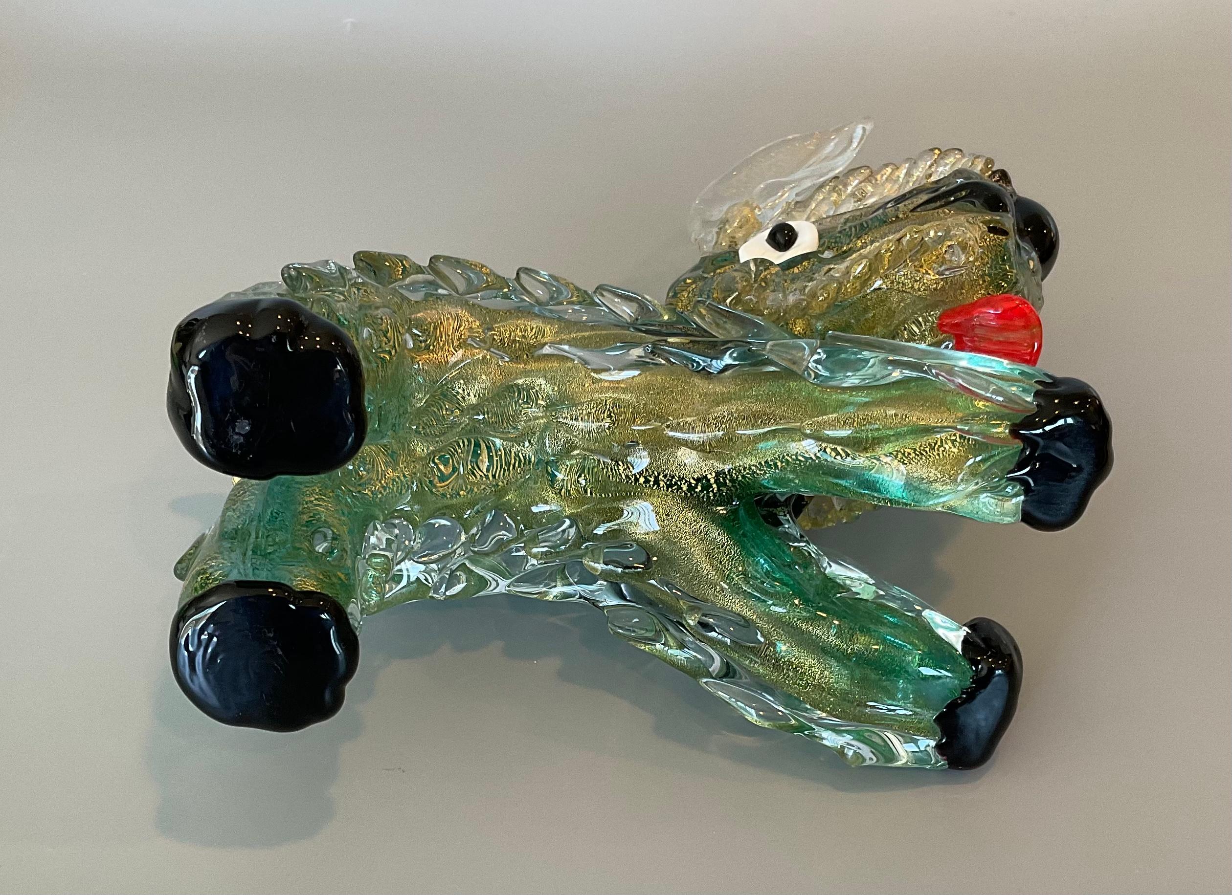 Ercole Barovier for Barovier and Toso Rare Murano Glass Sculpture of a Dog In Good Condition In Ann Arbor, MI