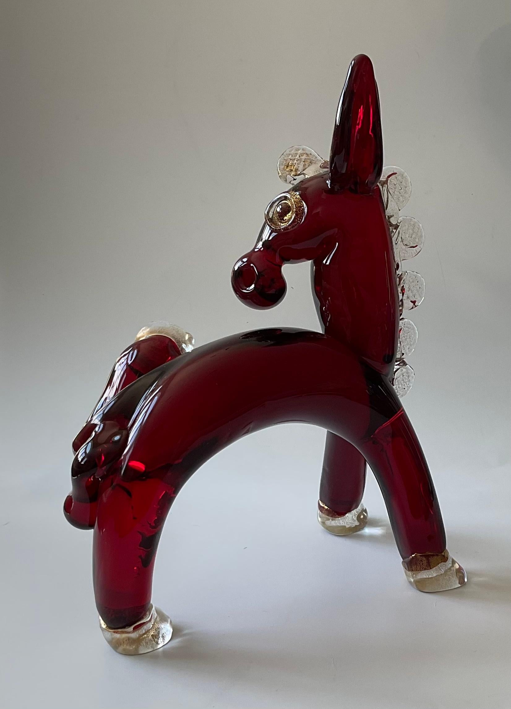 Art Deco Ercole Barovier for Barovier and Toso Rare Murano Glass Sculpture of a Donkey For Sale