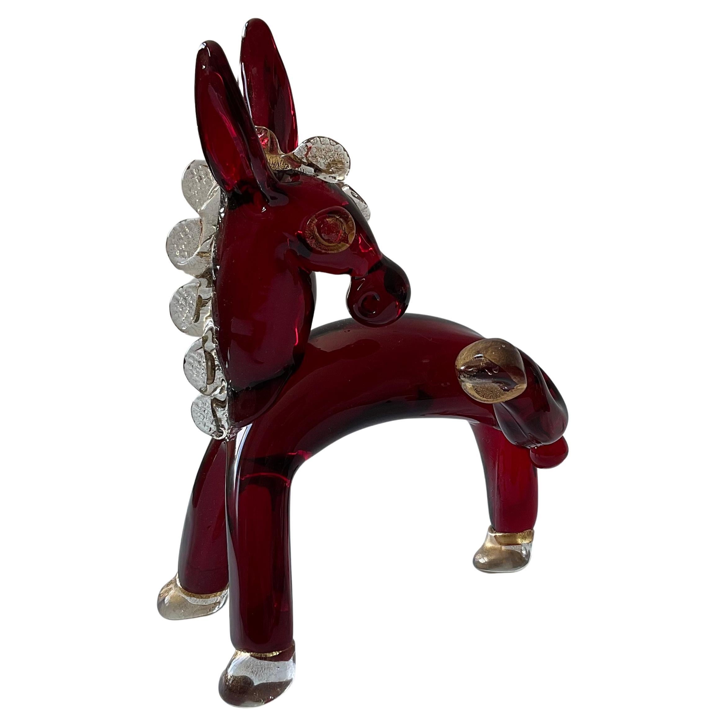 Ercole Barovier for Barovier and Toso Rare Murano Glass Sculpture of a Donkey For Sale